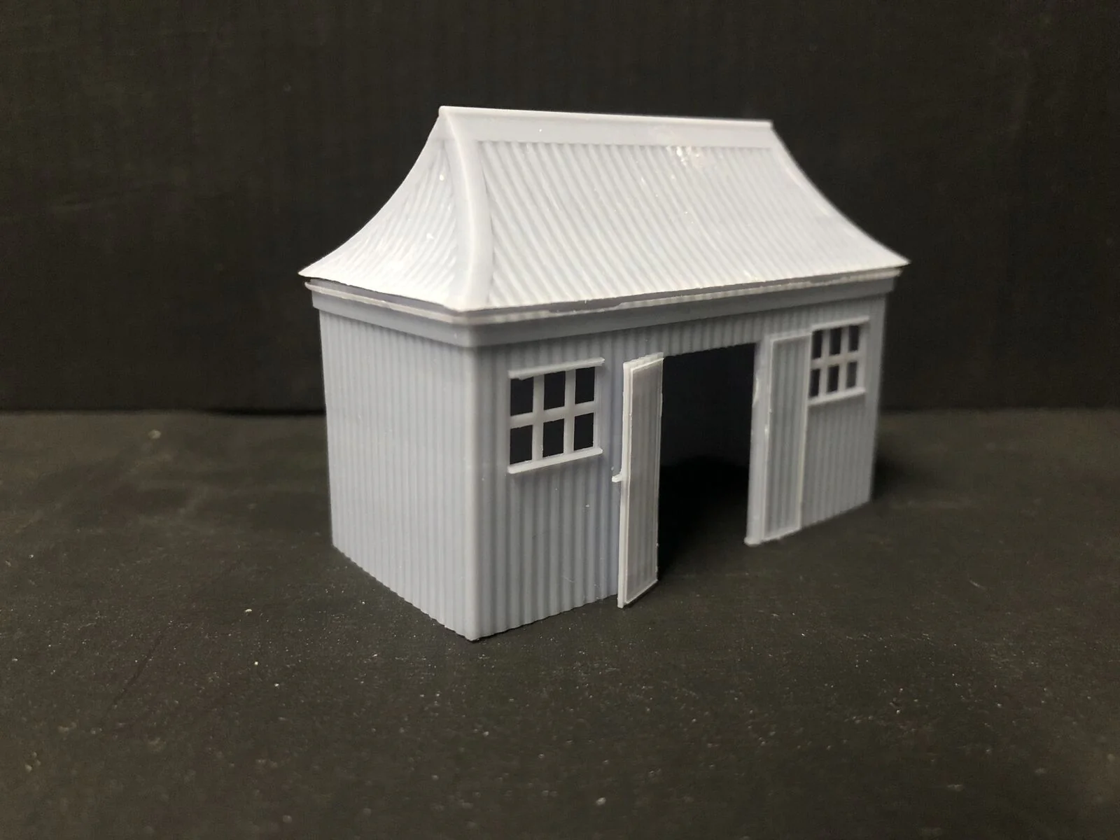 GWR Pagoda style Station room building with open doors and glazing - OO9/OO/HO