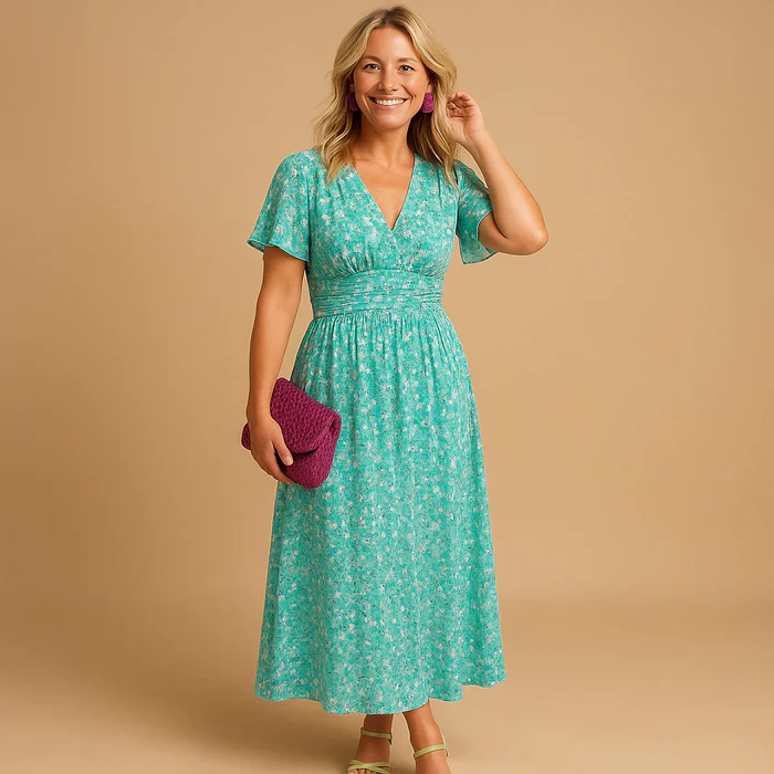 Buca Maxi Summer Dress C Elegant V-Neck Floral Print for Women