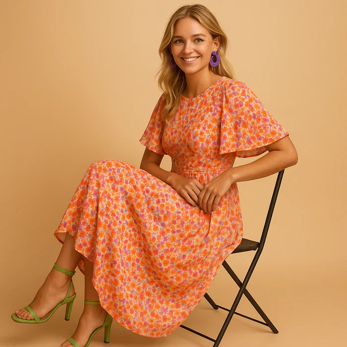 Buca Maxi Summer Dress C Elegant V-Neck Floral Print for Women