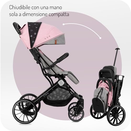 Passeggino MoMi ESTELLE DAKAR a partire da 6 mesi (fino a 22 kg), pieghevole con cintura di sicurezza a 5 punti, cestino porta spesa e funzione di apertura, manico telescopico per il traino : MoMi: Prima infanzia