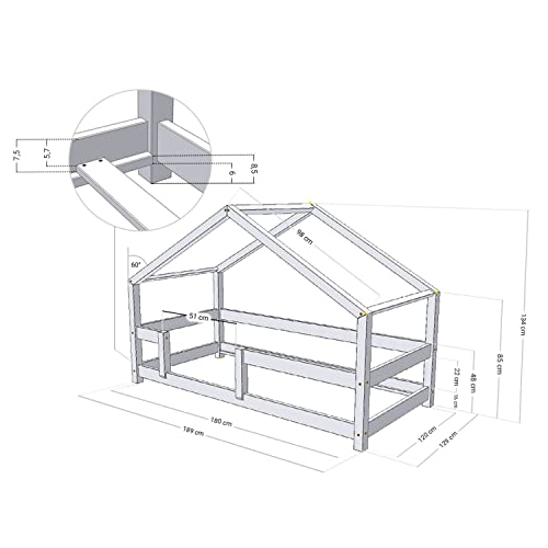 Benlemi Letto per bambini Lucky 120 x 180 Blu marino : Prima infanzia