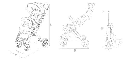 Passeggino MoMi ESTELLE DAKAR a partire da 6 mesi (fino a 22 kg), pieghevole con cintura di sicurezza a 5 punti, cestino porta spesa e funzione di apertura, manico telescopico per il traino : MoMi: Prima infanzia