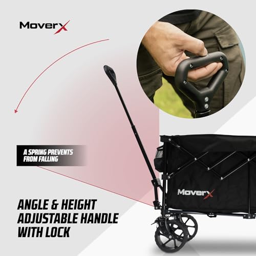 MoverX Carrello da festival su ruote, carro pieghevole, carrello da campeggio portatile, carrello pieghevole per spiaggia, giardino, picnic, shopping, pesca, ruote larghe, manico regolabile, 300 l, : Amazon.it: Giardino e giardinaggio