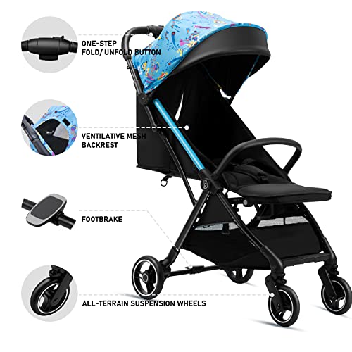 Royal Baby Passeggino leggero con piega compatta, passeggino da viaggio per aeroplano, passeggino con tettuccio oversize con parasole, blu : Prima infanzia