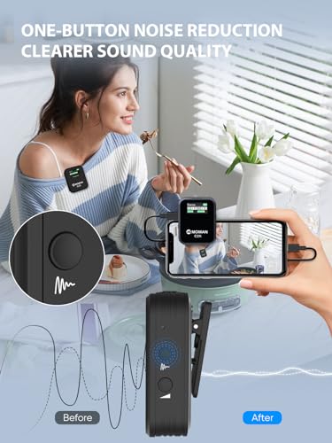 Moman Microfono Lavalier Wireless Professionale, C2X 2.4GHz Microfoni Senza Fili con Schermo TFT per Fotocamera Reflex Videocamera Smartphone Laptop, Microfono Lavalier Wireless Senza Fili : Elettronica