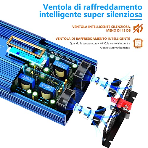 Giandel Power Inverter 2000W Onda Sinusoidale Pura Convertitore DC 12V a AC 220V 230V con telecomando & LCD Display e 2 presa AC e 2 Porte USB per auto,camion camper : Amazon.it: Elettronica