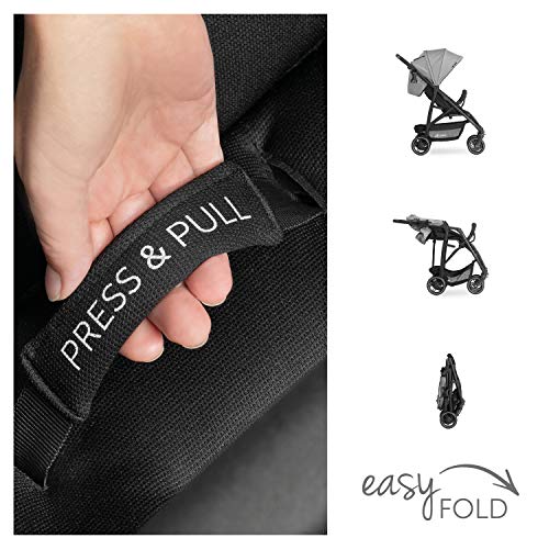 hauck Passeggino Rapid 4R Plus   Passeggino Leggero 25 kg Portata   Passeggino Pieghevole Veloce con Cappotta XL UPF 50     Passeggino Compatto, Reclinabile con Portabibite   Grande Cesto   Grigio : Prima infanzia