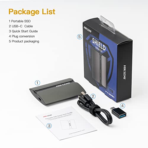 HIKSEMI Portatile SSD Esterno 2TB, Velocità Di Lettura Fino a 560MB/S, USB 3.1 Unità a Stato Solido per Android, Mac, PC, Latop, Desktop   T300S : Informatica