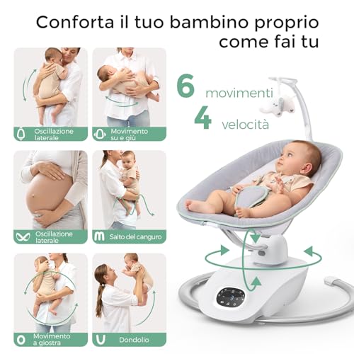 Momcozy CocoSway Altalena Elettrica per Neonati e Bambini, Movimento 3D con 6 Modalità e 4 Velocità, Telecomando, 8 Ninne Nanne Preimpostate, Fino a 9 kg : Amazon.it: Prima infanzia