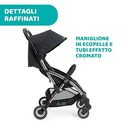 Chicco Cheerio Passeggino Leggero e Compatto da 0 mesi a 15kg (portata max 18kg), Passeggino Pieghevole, Posizione Nanna, Chiusura Automatica in 1 Gesto, Capotte Parasole e Parapioggia, Nero : Prima infanzia