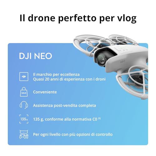 DJI Neo, mini drone con fotocamera UHD 4K per adulti, 135g drone che vola da solo e ti segue, decollo dalla mano, tracciamento IA del soggetto, QuickShot, video stabilizzati, (senza radiocomando) : Amazon.it: Elettronica