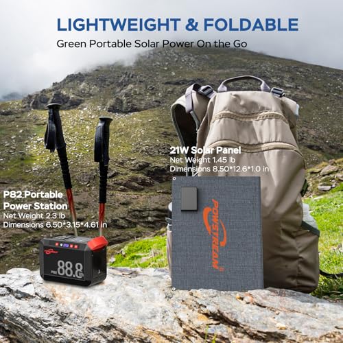 POWSTREAM   Generatore solare da 88,8 Wh, centrale elettrica portatile con pannello solare incluso, batteria agli ioni di litio con presa USB CA per campeggio all'aperto, avventura, casa, : Amazon.it: Giardino e giardinaggio