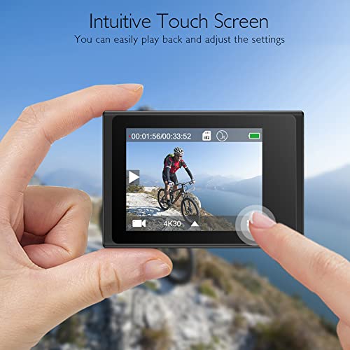 AKASO Brave 6 plus Action Cam 4K 20MP Action Camera WiFi 40M Fotocamera Subacquea Impermeabile EIS Touch Screen con 4x Zoom Controllo Vocale Telecomando Fotocamera Casco con 2 Batterie da 1350mAh : Elettronica