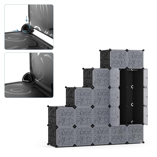 Mondeer Armadio, Legno Polipropilene (PP) Metallo Plastica Acrilonitrile butadiene stirene (ABS), Nero, Semitrasparente, Bianco, 14547181cm : Amazon.it: Casa e cucina