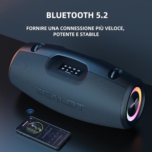 ZEALOT Bluetooth Altoparlante Impermeabile Campeggio