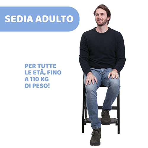 Chicco Sedia Evolutiva Crescendo Lite completa di accessori: seggiolone, vassoio e imbottitura, Sedia Bambino 36 Mesi 40 kg, Nero : Prima infanzia