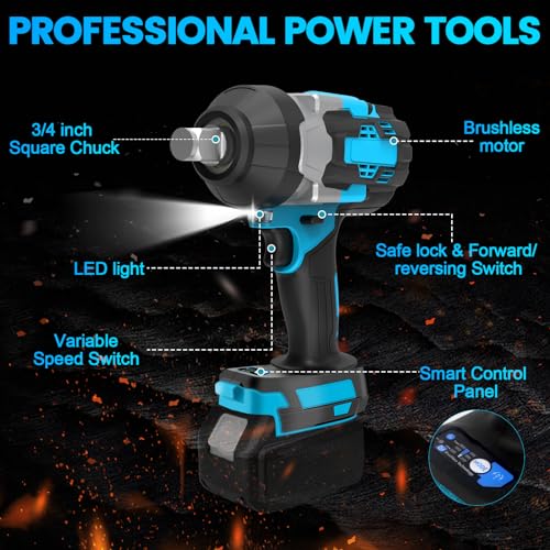 Avvitatore a percussione a batteria da 2000 Nm, compatibile con batteria al litio Makita da 18 V, 3/4 pollici, senza spazzole, alta coppia con bussole e adattatori (senza batteria) : Amazon.it: Fai da te