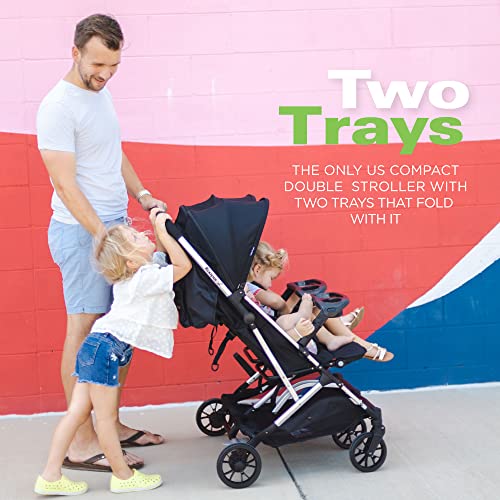 Joovy Kooper X2 doppio passeggino, passeggino leggero, pieghevole compatto con vassoio, grigio : Prima infanzia