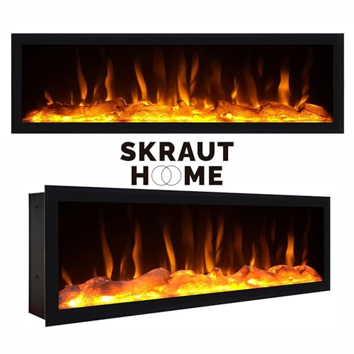 Skraut Home | Mobile TV Soggiorno | Ampio spazio a disposizione | 288x45x35 cm | TV di grande formato | Camino elettrico XXL | Sospeso, da appendere | Stile moderno | Nero : Amazon.it: Casa e cucina