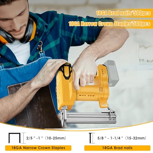 Pistola per unghie a batteria, compatibile con batteria al litio Dewalt 20 V, 2 in 1, con 500 chiodi dritti e 500 chiodi a forma di U, per legno/tessuto/moquette (senza batteria) : Amazon.it: Fai da te