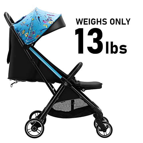 Royal Baby Passeggino leggero con piega compatta, passeggino da viaggio per aeroplano, passeggino con tettuccio oversize con parasole, blu : Prima infanzia
