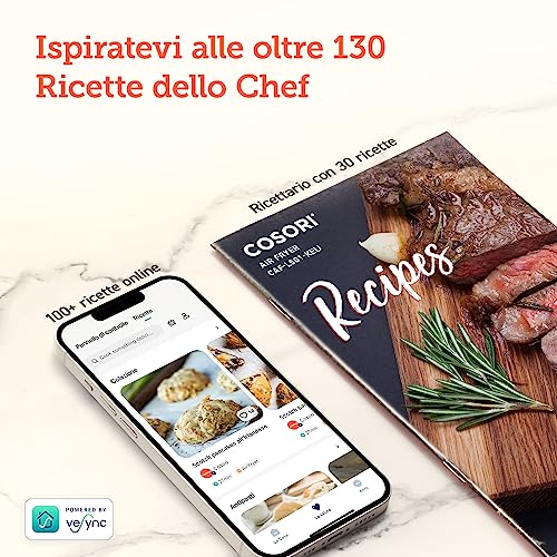 COSORI Friggitrice ad Aria 4,7L, 75 230°C, Air Fryer Silenzioso e Risparmio Energetico, 9 Preimpostazioni, Meno Olio&Senza Fumo, Ricettario Italiano, Lavabile in Lavastoviglie, Grigio, 1500W : Amazon.it: Casa e cucina