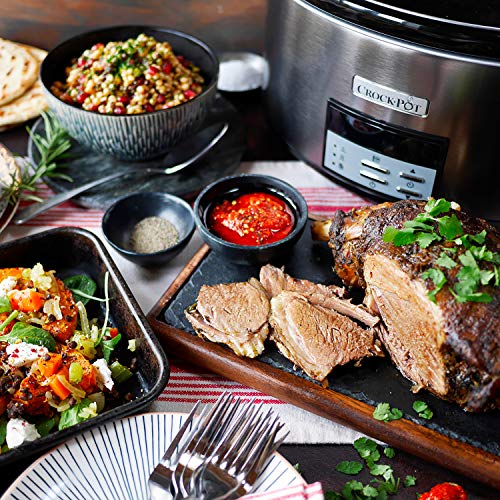 Crock pot Pentola per Cottura Lenta, Slow Cooker, Extra Large 7.5 litri, fino a 10 Persone, Spegnimento Automatico, 2 Impostazioni Cottura e Funzione Warm automatica, 230 W, Ceramica, Argento : Amazon.it: Casa e cucina