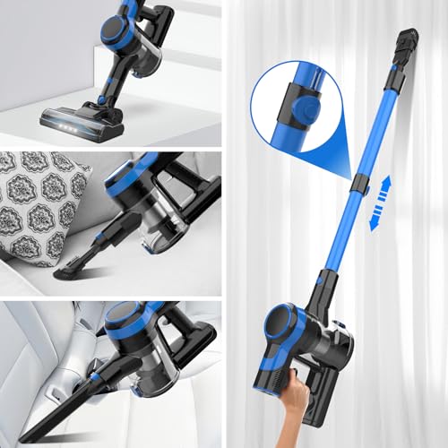 Aspirapolvere Senza Fili, Scopa Elettrica Potente 20000Pa, 40Min Autonomia, 6 in 1 Aspirapolvere Senza Sacco Portatile, Aspirapolvere Leggero in Piedi da Solo per Tappeti Peli Animali Pavimenti Duri : Amazon.it: Casa e cucina