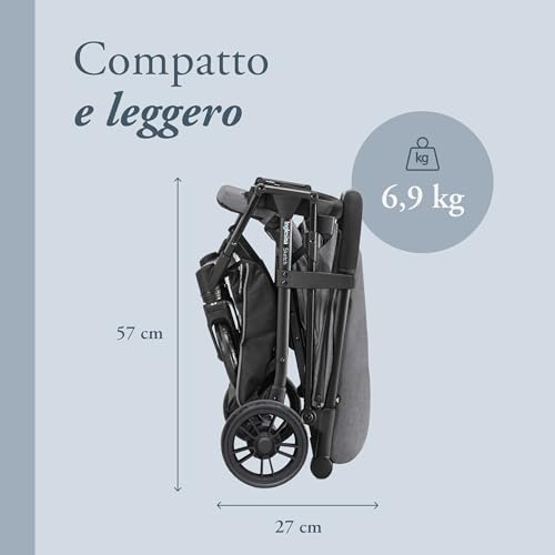 Inglesina Sketch Passeggino Leggero e Compatto, Grigio, Confortevole, fino a 17kg, Chiusura una Mano, UPF 50  : Prima infanzia