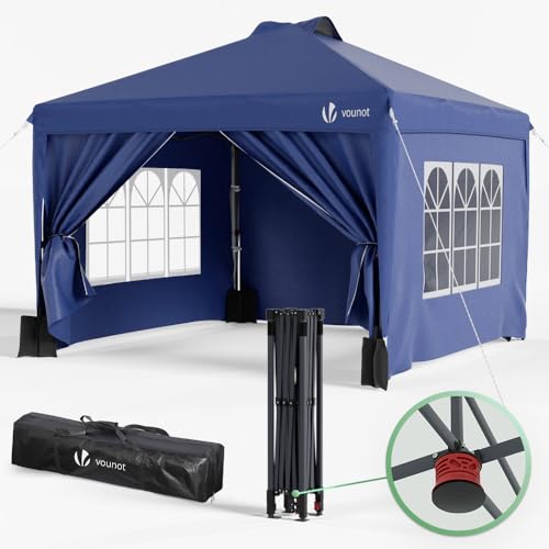 VOUNOT Gazebo 3x3m Pieghevole con 4 Parti Laterali Rimovibili, Gazebo da Giardino Tenda Padiglione Sistema di Clic Pop up con 4 Sacchi di Sabbia di Peso e Sacca di Trasporto, Colore Blu : Amazon.it: Giardino e giardinaggio