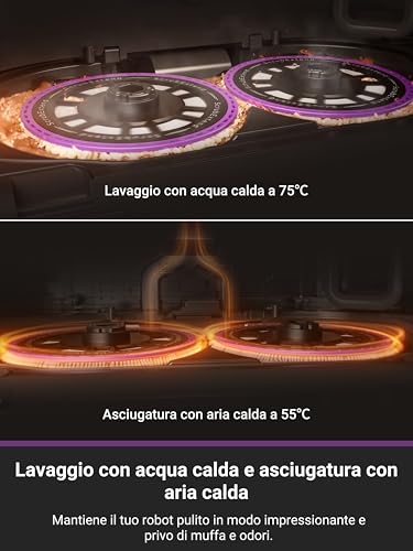 EUREKA J15 Pro Ultra Robot Aspirapolvere Lavapavimenti, Aspirapolvere Robot Potente Aspirazione 16200Pa, Lavaggio Mocio ad Acqua Calda a 75℃, Mappatura con AI, Stazione Autopulizia/autopulente : Casa e cucina