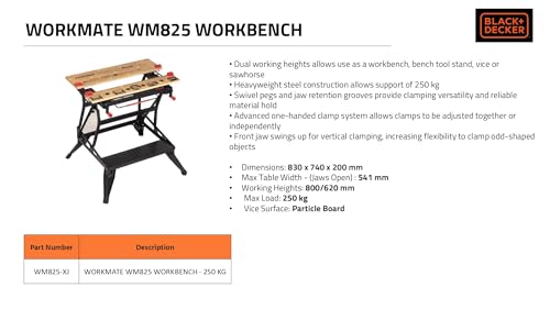 BLACK DECKER, Workmate Banco da Lavoro, Pieghevole, Nero. WM825 XJ : Amazon.it: Fai da te