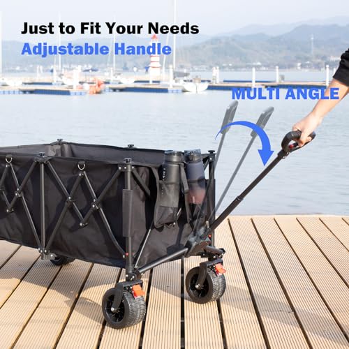 OMNISAFE Carrello pieghevole da 260 l, resistente, da giardino/spiaggia, con capacità di carico di 199,6 kg, vagone per la spesa all'aperto con tasca e freni, per campeggio, shopping, sport : Amazon.it: Giardino e giardinaggio