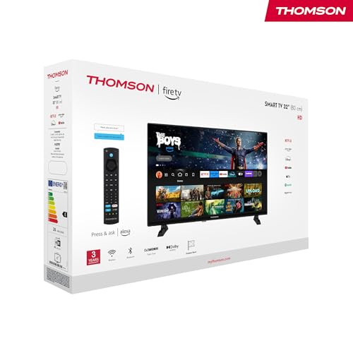 Thomson 32'' (80 cm) HD   LED Fire TV   Controllo vocale Alexa, supporto AirPlay, triplo sintonizzatore, Bluetooth, HDMI, porte USB, AV IN e CI    32HF2S34 2024 : Amazon.it