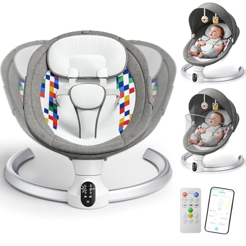 Brolteja Sdraietta Neonati,Sdraietta Neonati Elettrica con App Telecomando e Bluetooth,Dondolo Neonati Elettrico con cintura di sicurezza a 5 punti,10 Melodie,per Bambini fino 9 kg : Prima infanzia
