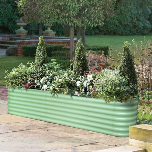 Byhagern Fioriera rialzata per esterni, rivestimento antiruggine con bordo di sicurezza, aiuole rialzate per verdure, fiori, erbe (verde) : Amazon.it: Giardino e giardinaggio