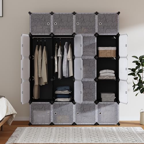 Mondeer Armadio, Legno Polipropilene (PP) Metallo Plastica Acrilonitrile butadiene stirene (ABS), Nero, Semitrasparente, Bianco, 14547181cm : Amazon.it: Casa e cucina