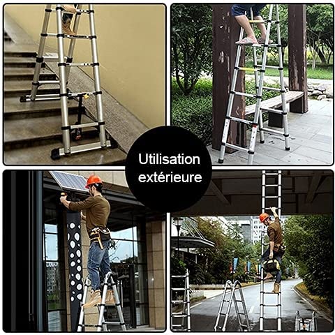 Nictemaw 5M Scala Telescopica in Alluminio Scala Retrattile pieghevole, Capacità 150kg (2,5M 2,5M) : Amazon.it: Fai da te