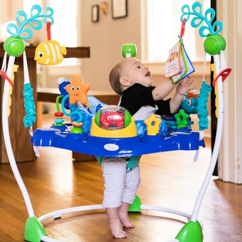 Baby Einstein, Centro Giochi e Attività Neptune's Ocean Discovery, 15 Giochi e Attività, 3 Lingue, Girello con Musica e Luci, Sedile Girevole a 360°, Regolabile, a Partire da 6 Mesi : Prima infanzia