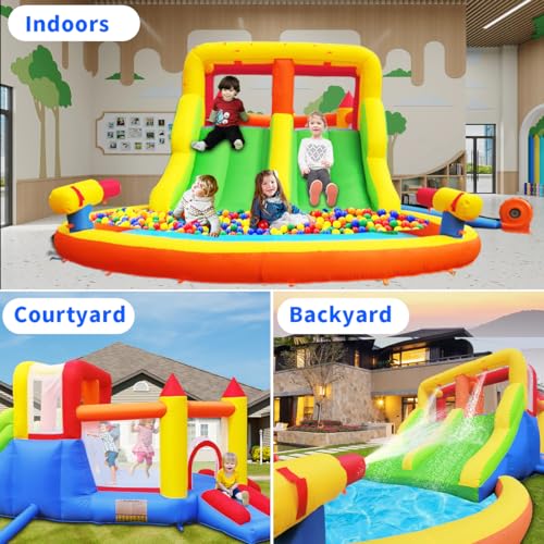 Ballsea Castello gonfiabile per bambini con soffiatore, scivolo asciutto/acqua, capacità 6 bambini/200kg, L6,28 x L2,93 x H1,95m : Amazon.it: Giochi e giocattoli
