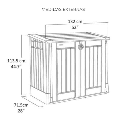 Keter Porta Attrezzi da Esterno Store It Out Midi, Ideale per il Giardino, Beige/Marrone, 132x71,5x113,5H cm, 880 L : Amazon.it: Giardino e giardinaggio