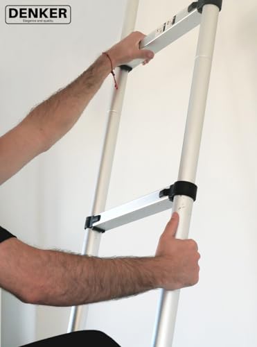 DENKER Scala telescopica 3,8 m Blocco automatico Regolazione dell'altezza libera Carico 150 kg Leggero Scala Multifunzionale Estensibile Durevole Strumenti fai da te Idraulico Sicurezza : Amazon.it: Fai da te