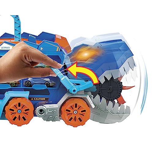 ​Hot Wheels City   Mega Dino Trasportatore, pista da corsa che si trasforma in un T Rex & Confezione da 20 Macchinine, Veicoli in Scala 1:64 Assortiti : Giochi e giocattoli