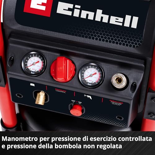 Einhell Compressore TE AC 240/24 Silent (1500 W, max. 10 bar, serbatoio da 24 l, potenza di aspirazione 240 l/min, compressore silenziato da 70 dB, 2 manometri, riduttore di pressione) : Amazon.it: Fai da te