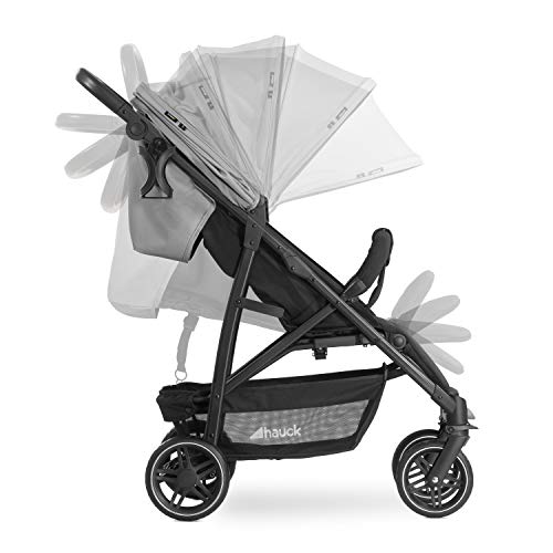 hauck Passeggino Rapid 4R Plus   Passeggino Leggero 25 kg Portata   Passeggino Pieghevole Veloce con Cappotta XL UPF 50     Passeggino Compatto, Reclinabile con Portabibite   Grande Cesto   Grigio : Prima infanzia