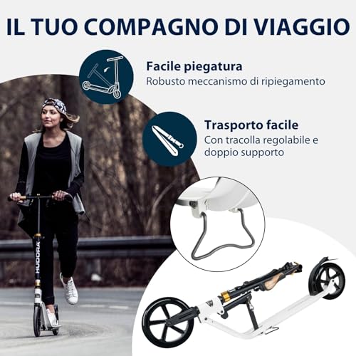 HUDORA Monopattino BigWheel Style 230   Monopattino in alluminio resistente con pedana grande   Monopattino pieghevole regolabile in altezza per carico fino a 120kg   Per ragazzi e adulti : Amazon.it: Sport e tempo libero