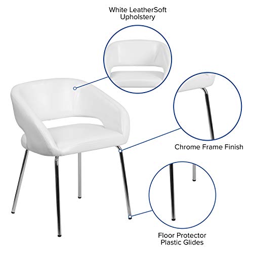 Flash Furniture Fusion Series Sedia da ricevimento laterale imbottita in pelle morbida, poltrona da salotto imbottita retrò per soggiorno o ufficio, White : Flash Furniture: Amazon.it: Casa e cucina