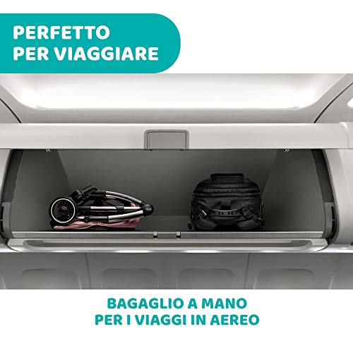 Chicco Cheerio Passeggino Leggero e Compatto da 0 mesi a 15kg (portata max 18kg), Passeggino Pieghevole, Posizione Nanna, Chiusura Automatica in 1 Gesto, Capotte Parasole e Parapioggia, Nero : Prima infanzia
