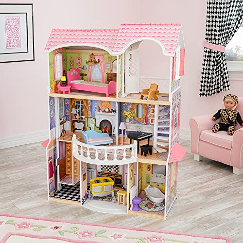 KidKraft Casa delle Bambole in Legno Magnolia Mansion con Accessori e Mobili, Casa a 3 Livelli di Gioco con Ascensore per Bambole di 30 cm, Giocattolo per Bambini 3  Anni, 65907 : Amazon.it: Giochi e giocattoli