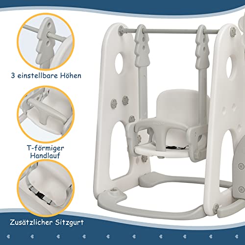 COSTWAY Parco giochi 6 in 1 per bambini, scivolo e altalena e canestro da basket, scala e porta da calcio, altalena da giardino, per bambini, per interni ed esterni (bianco) : Amazon.it: Giochi e giocattoli